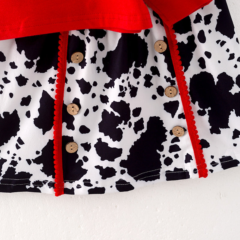 (In Stock G7-5-1)Girls Christmas Print Skirt Set