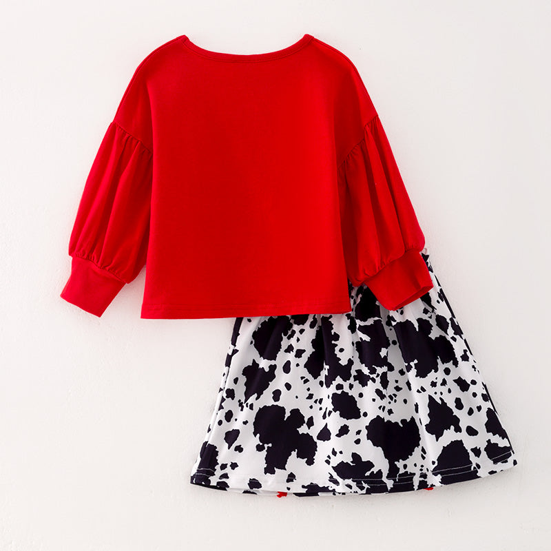 (In Stock G7-5-1)Girls Christmas Print Skirt Set