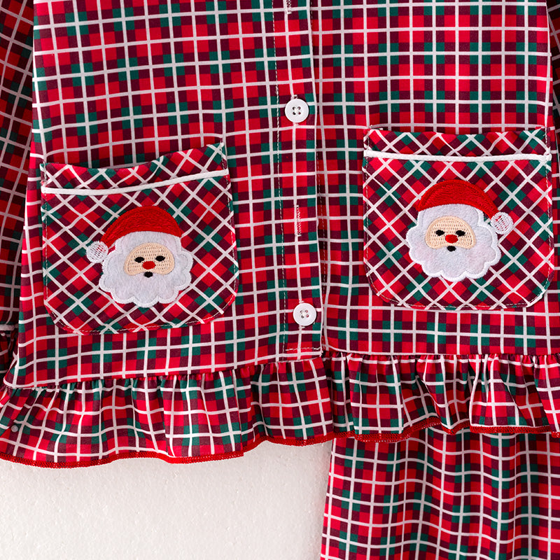 (In Stock G7-1-1)Girls Christmas Santa Applique Pajamas