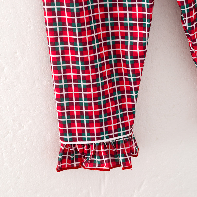 (In Stock G7-1-1)Girls Christmas Santa Applique Pajamas