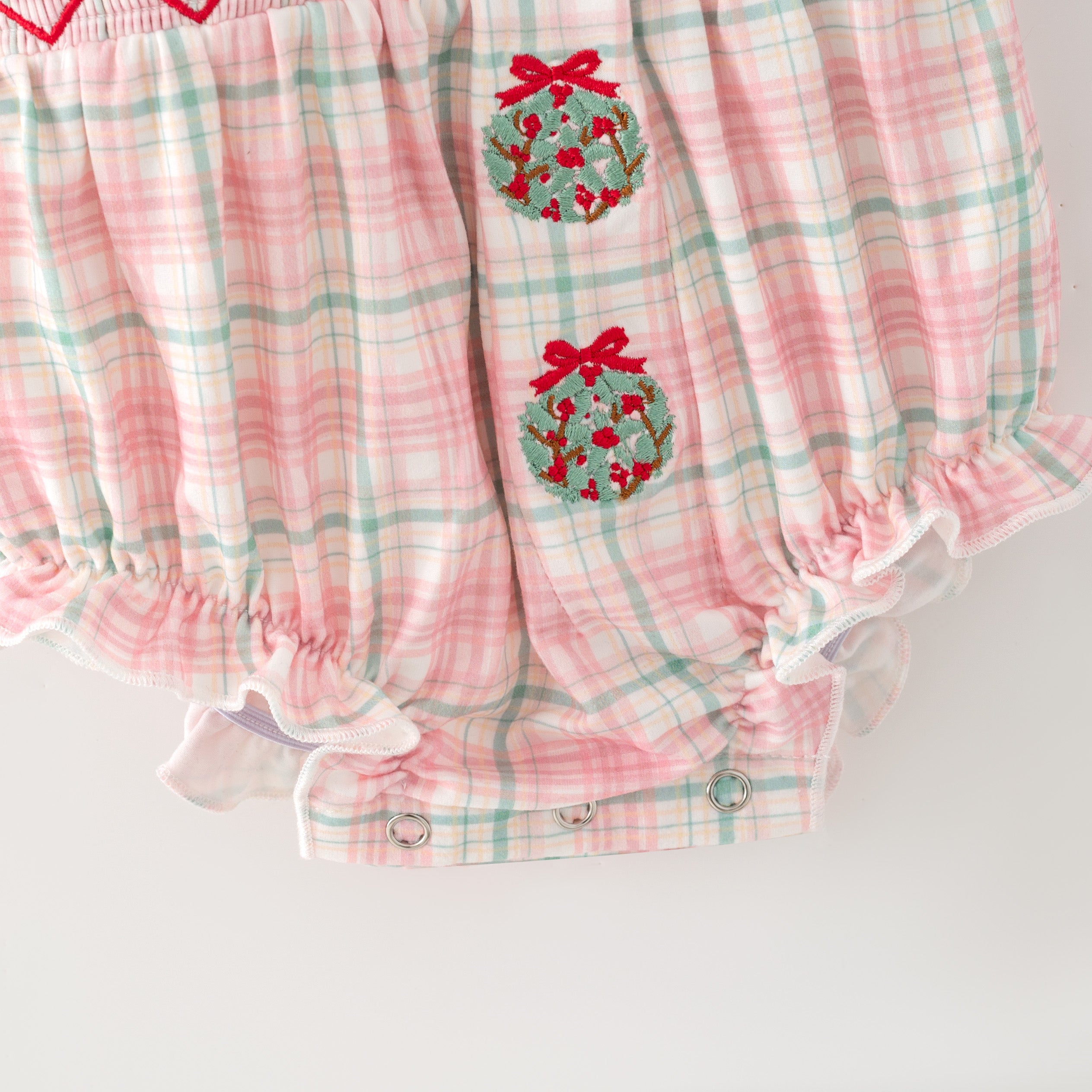 (In Stock)Toddler Girls Christmas Embroidery Smocked Romper