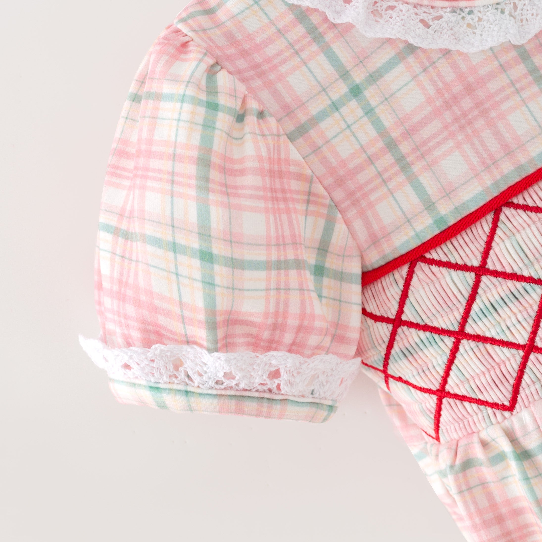 (In Stock)Toddler Girls Christmas Embroidery Smocked Romper