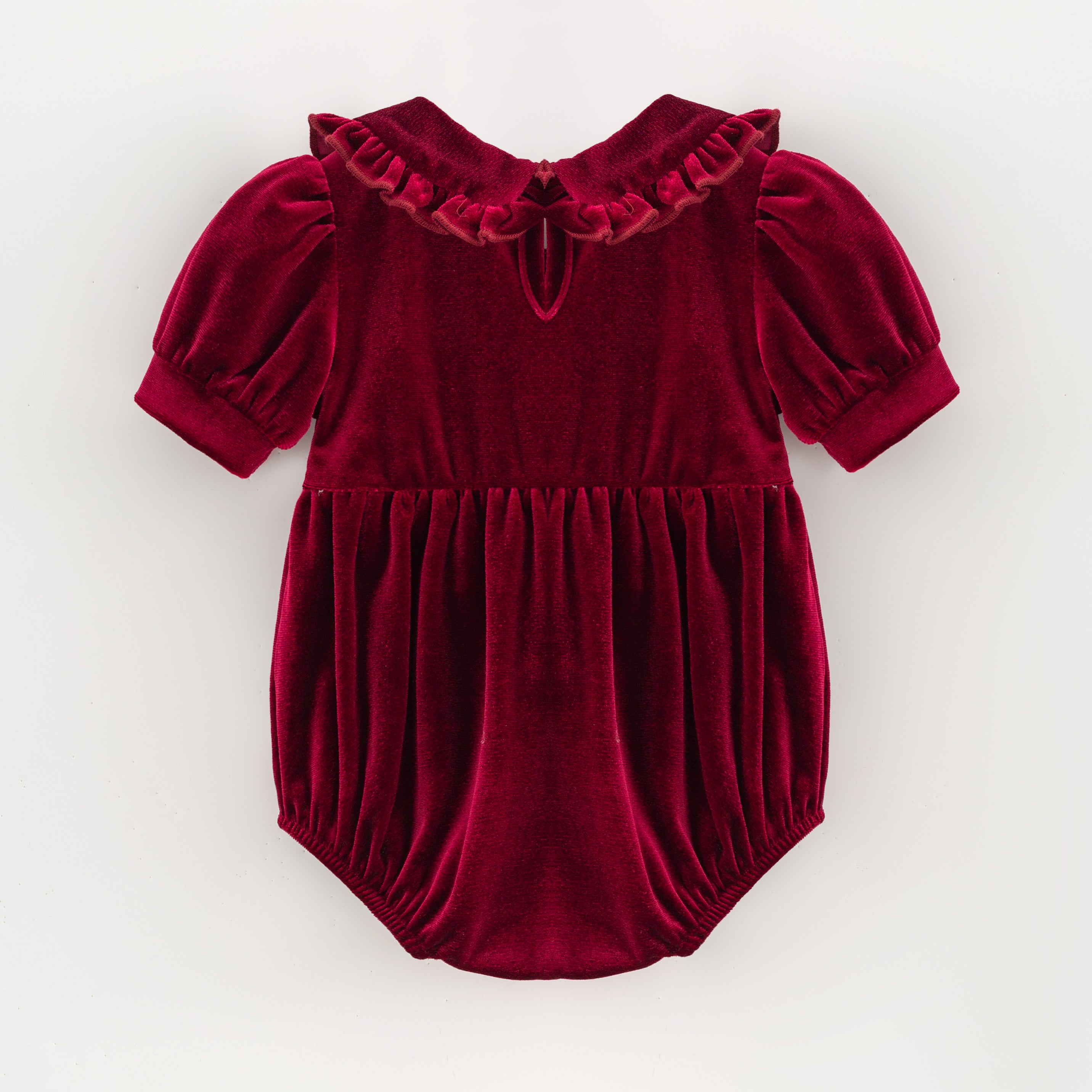 (In Stock)Toddler Girls Christmas Red Velvet Smocked Romper
