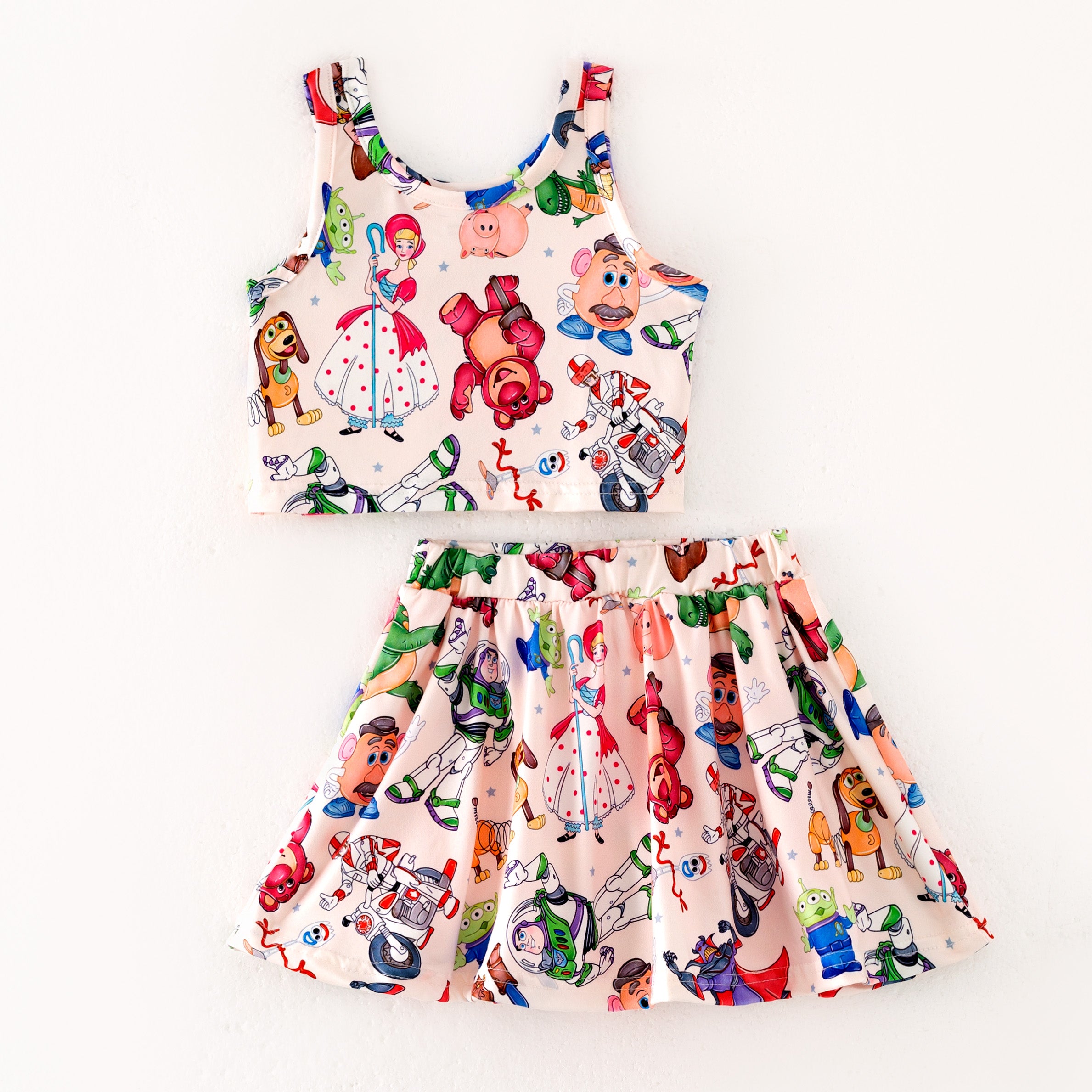 (Pre Order)Girls Spring and Summer Cartoon Print Skort Set