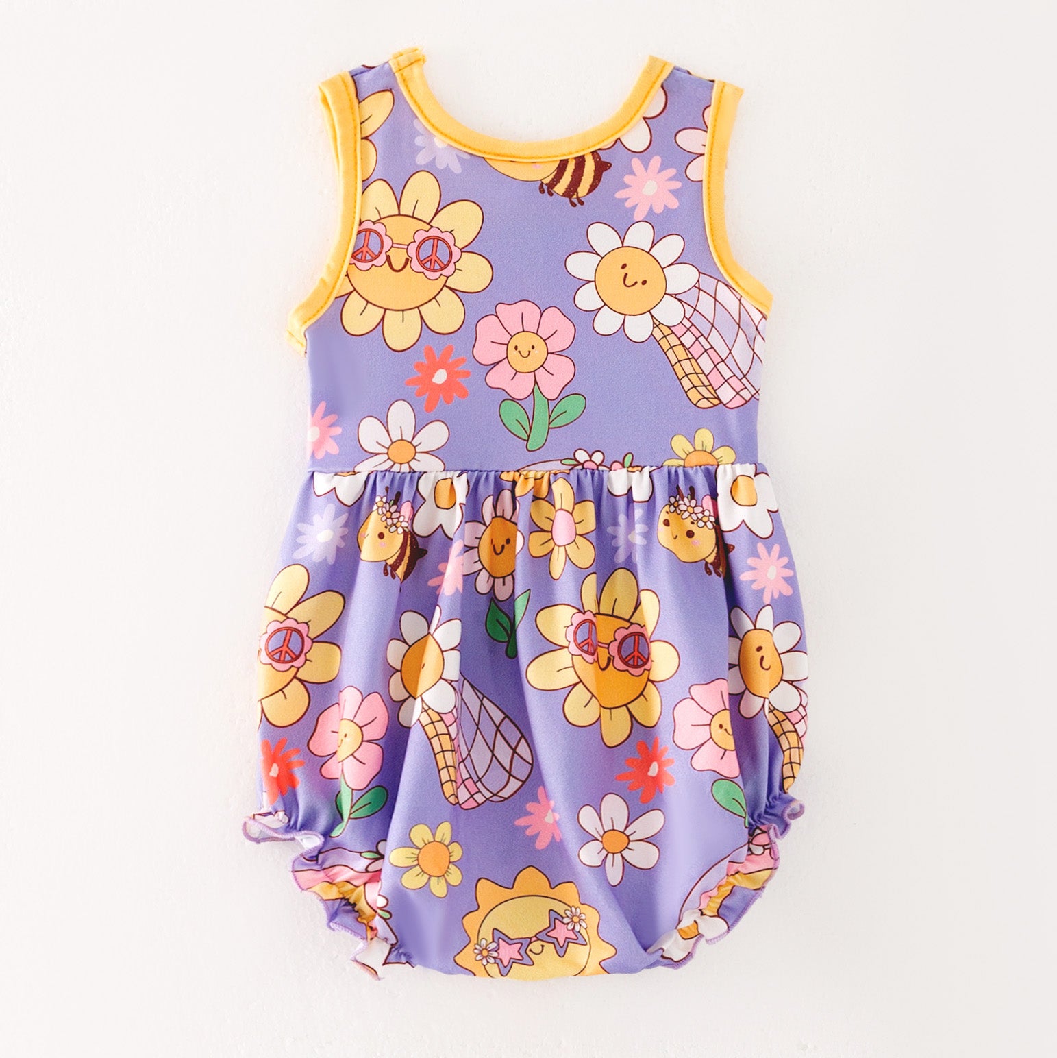 (Pre Order)Girls Spring and Summer Sunflower Print Dress,Set,Jumpsuit&Romper