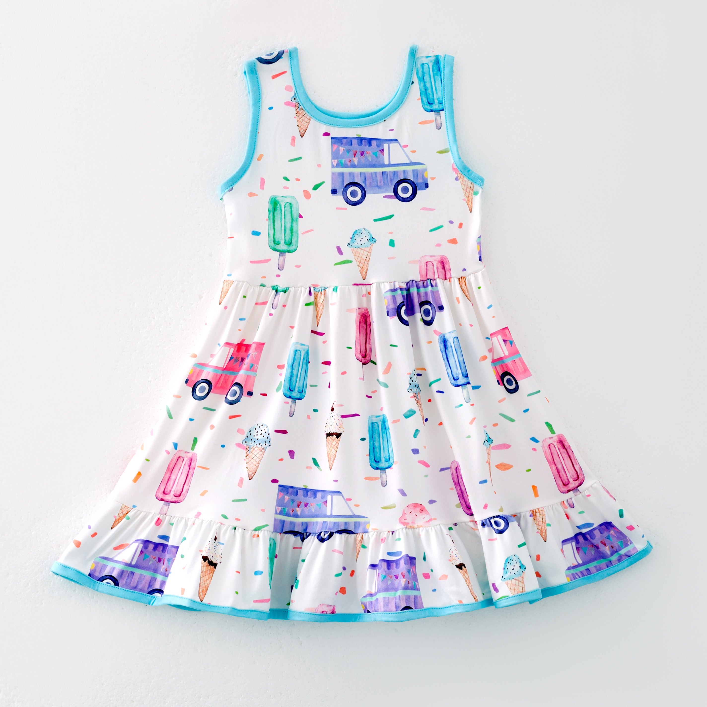 (In Stock)Girls Spring and Summer Ice Cream Print Dress