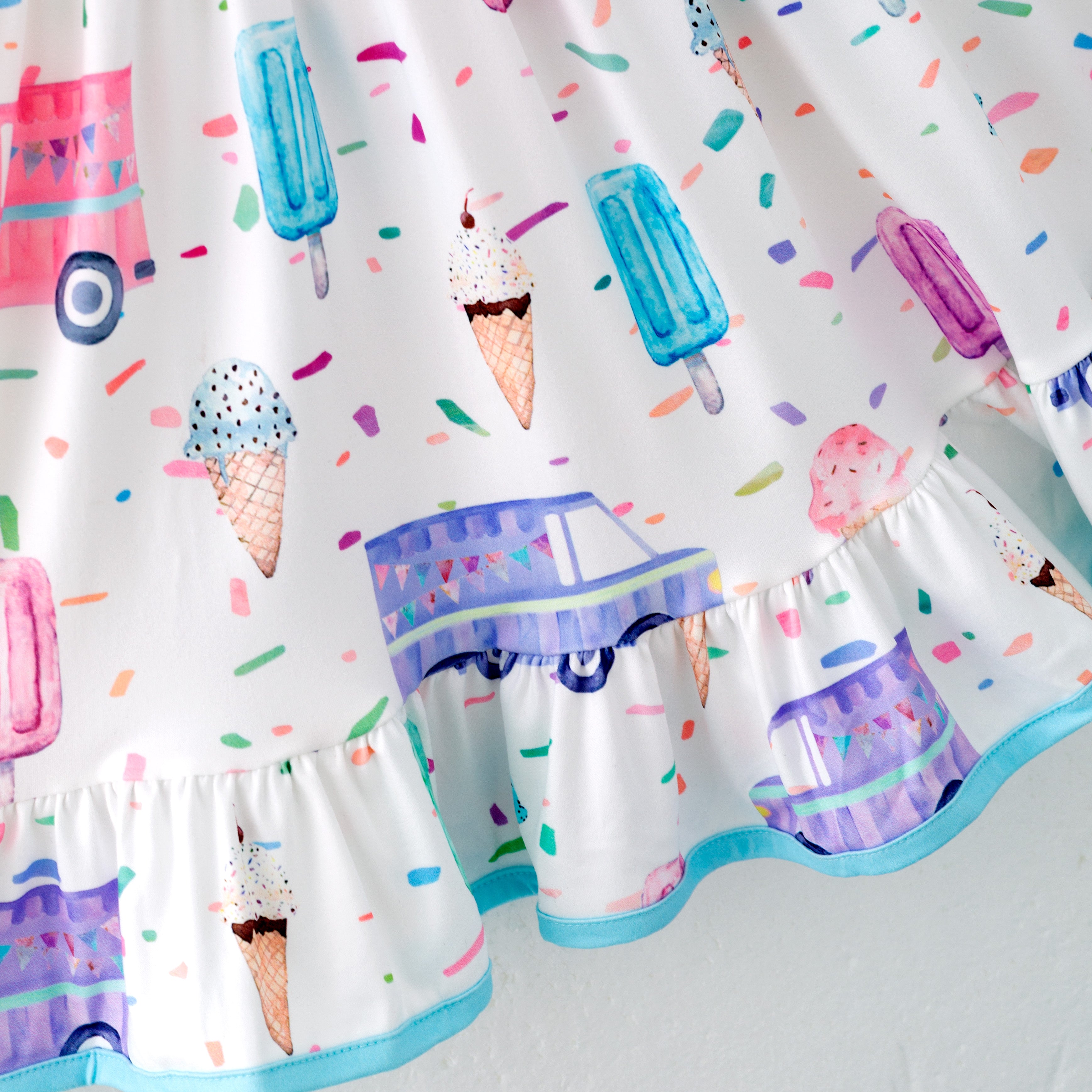 (In Stock)Girls Spring and Summer Ice Cream Print Dress