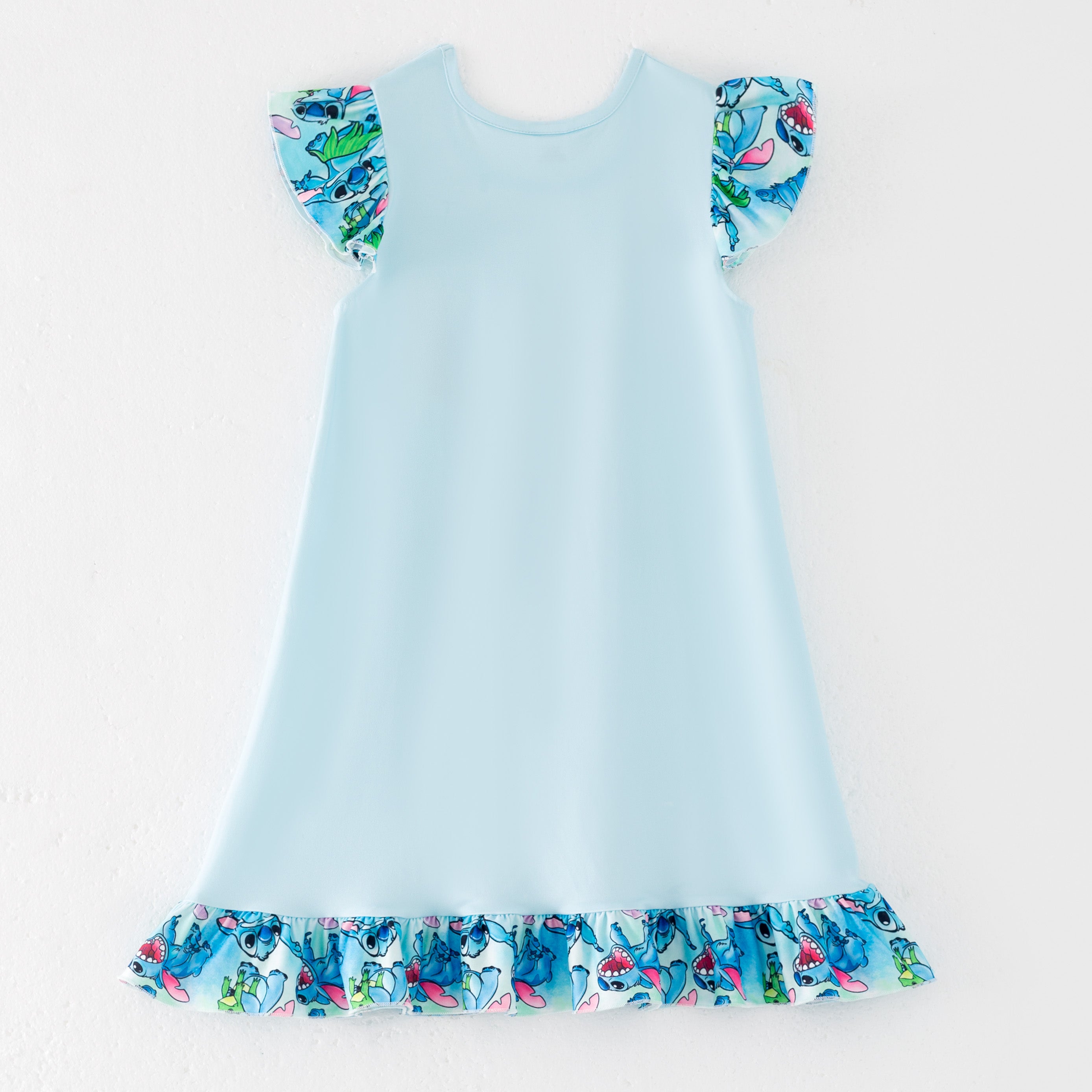 (Pre Order)Girls Summer Cartoon Ruffled Pajamas Dress