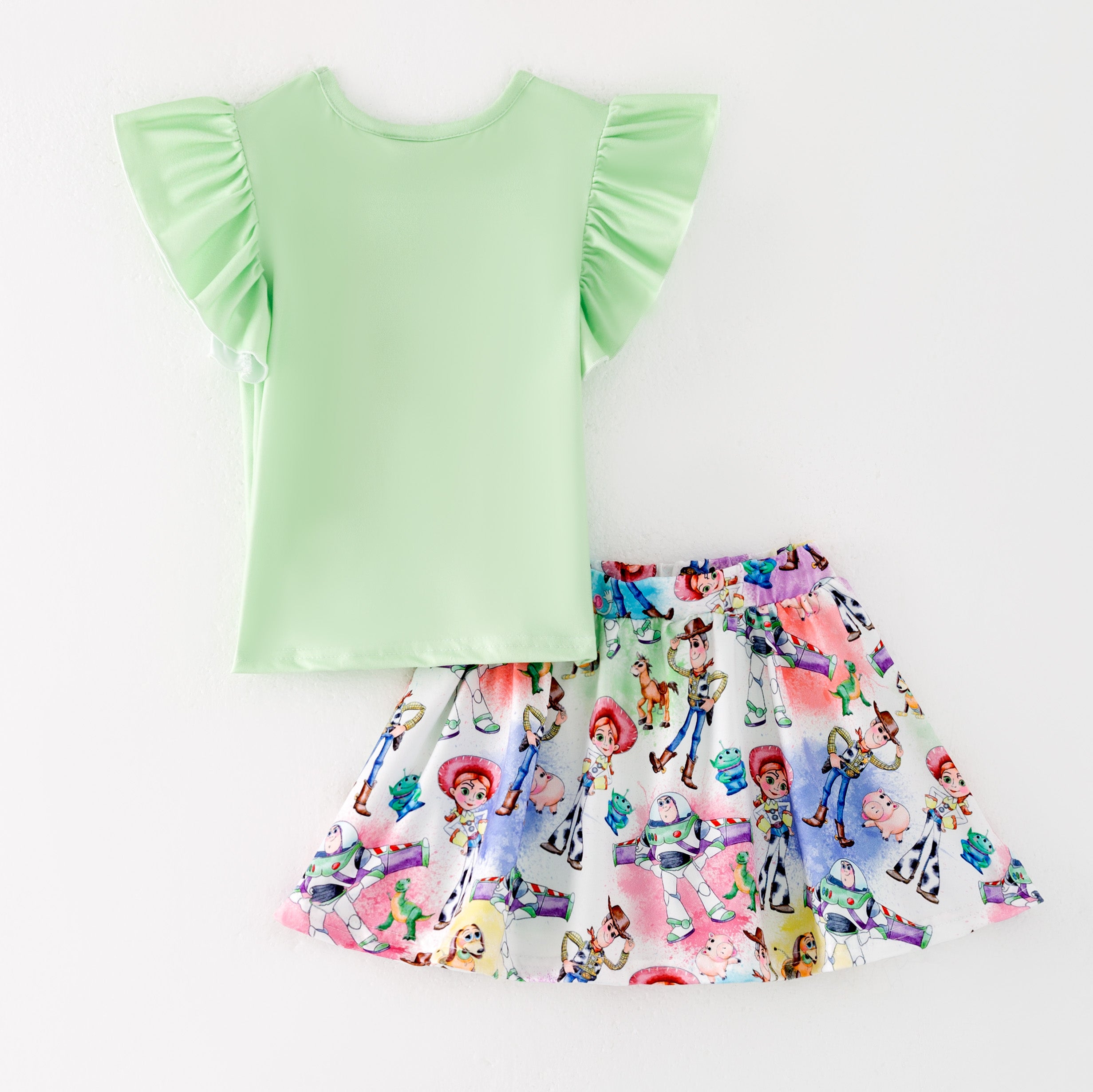 (Pre Order)Girls Spring and Summer Cartoon Print Skort Set