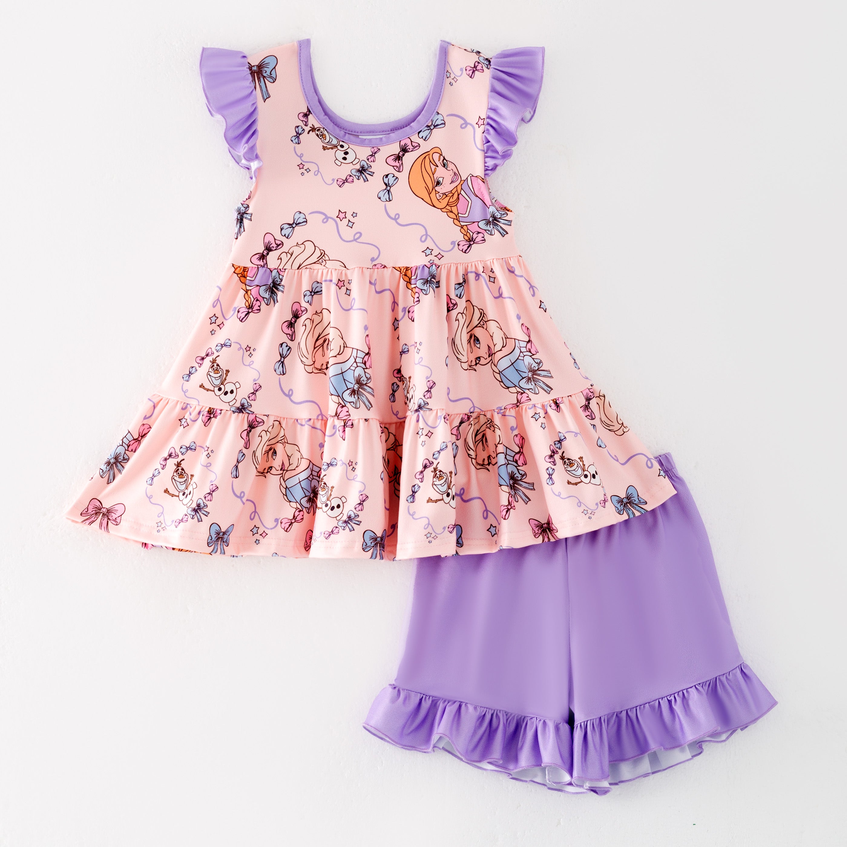(Pre Order)Girls Spring and Summer Cartoon Print Shorts Set