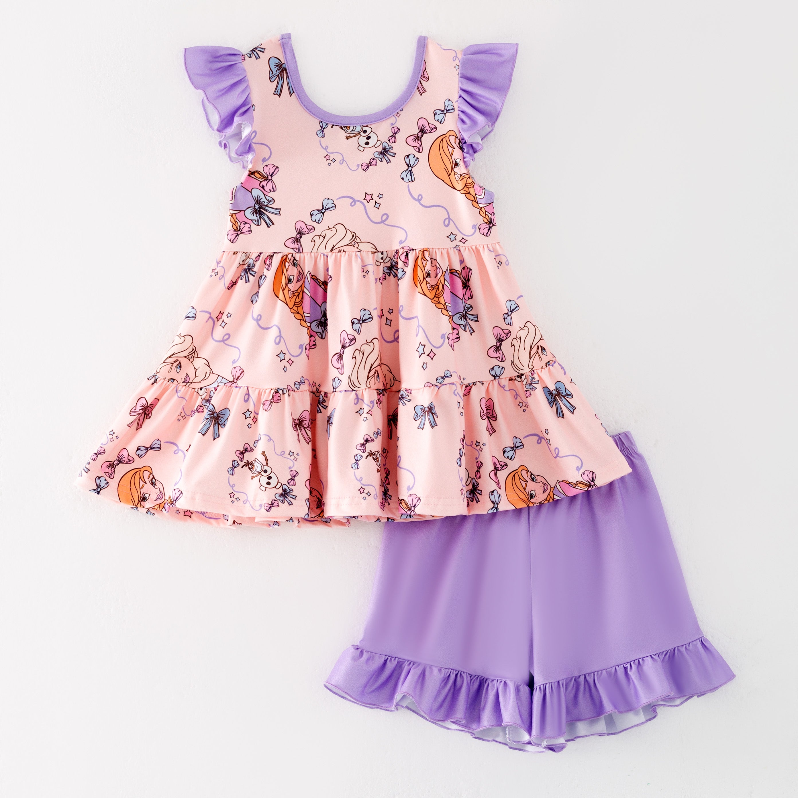 (Pre Order)Girls Spring and Summer Cartoon Print Shorts Set