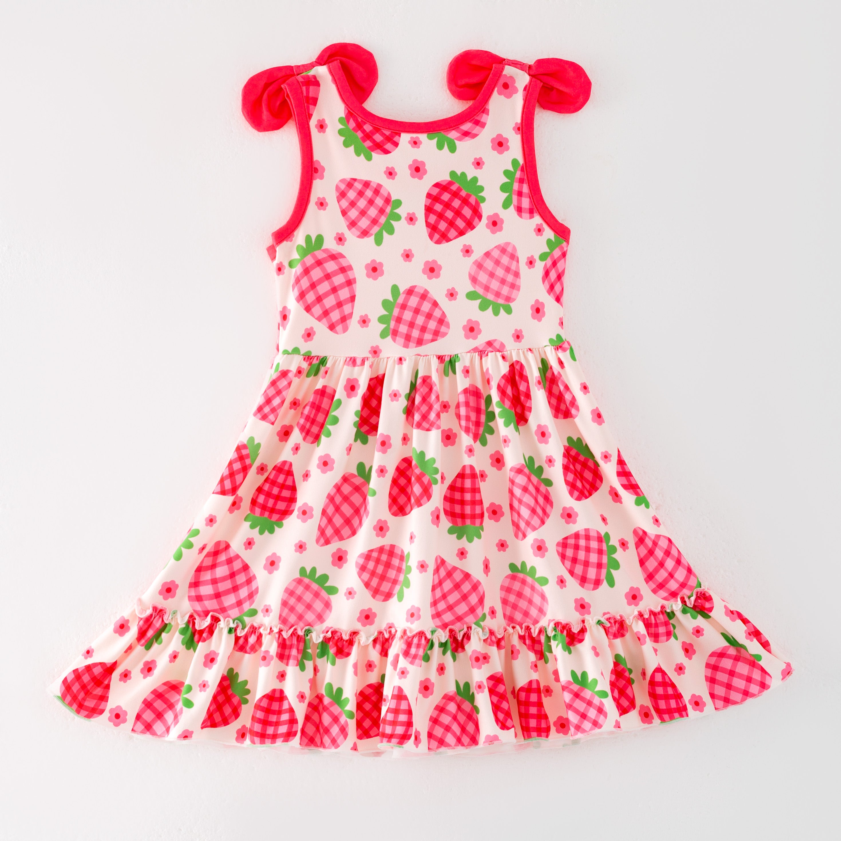 (Pre Order)Girls Spring and Summer Strawberry Print Dress,Set,Jumpsuit&Romper