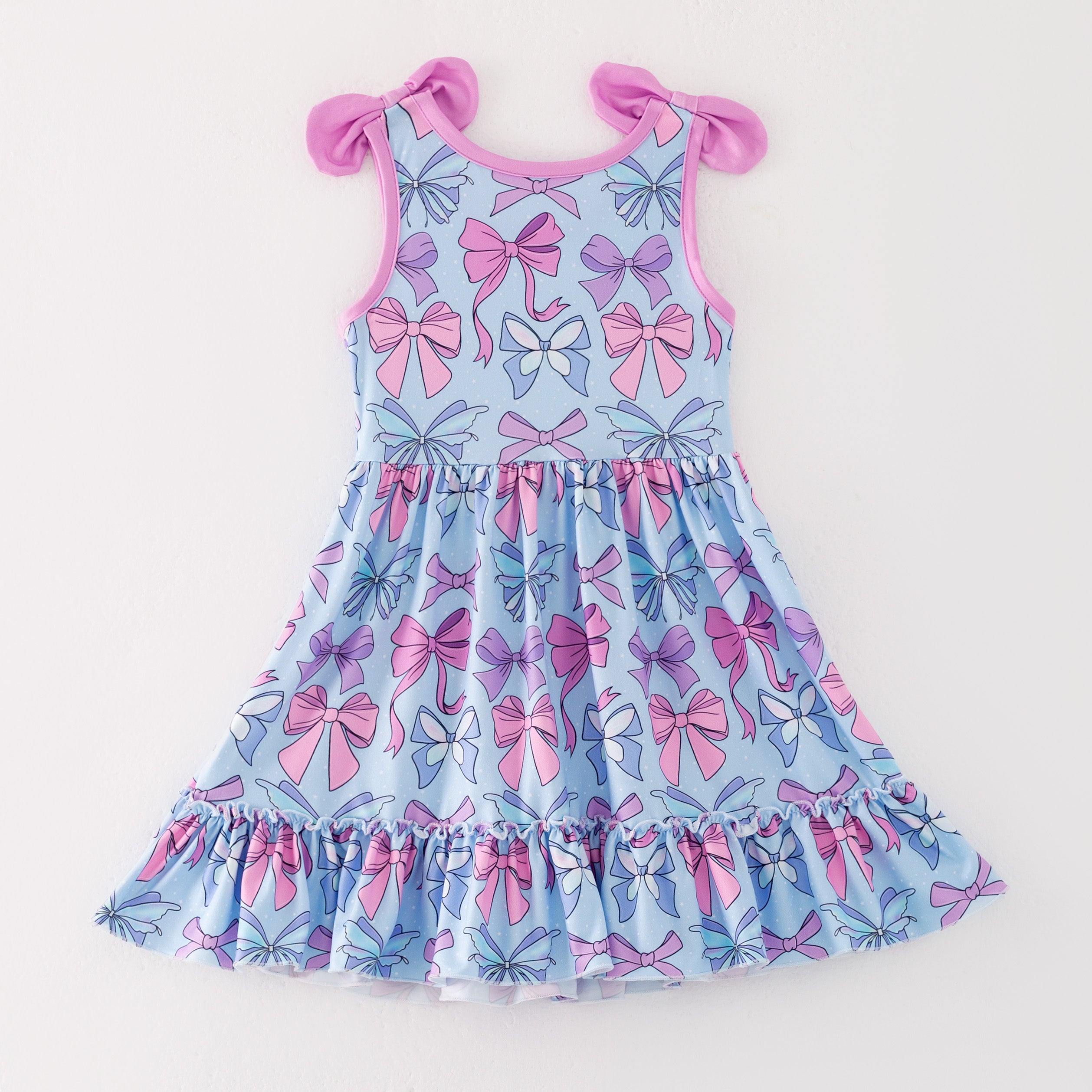 (Pre Order)Girls Spring and Summer Bow Print Dress,Set,Jumpsuit&Romper