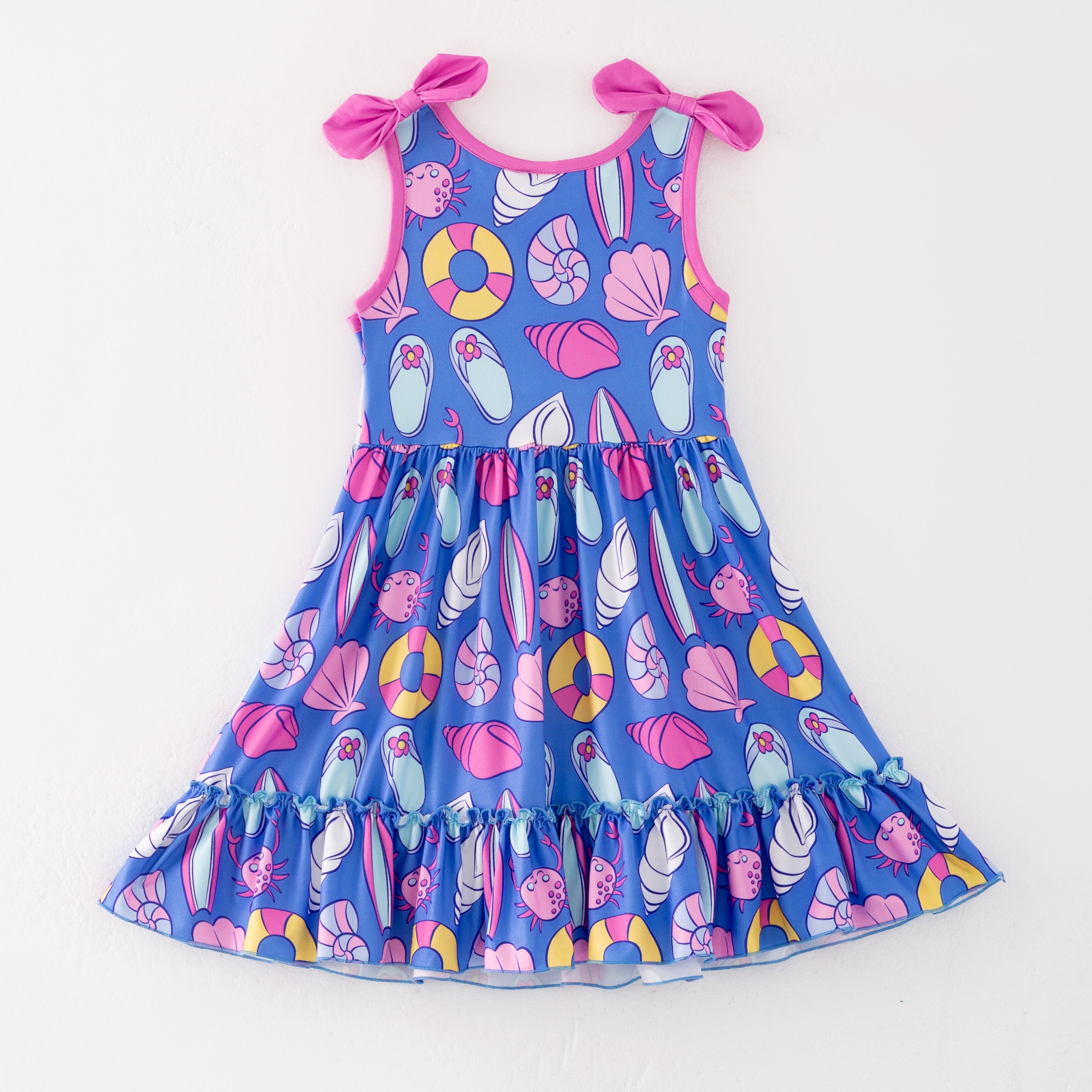 (Pre Order)Girls Spring and Summer Sea Shell Print Dress,Set,Jumpsuit&Romper