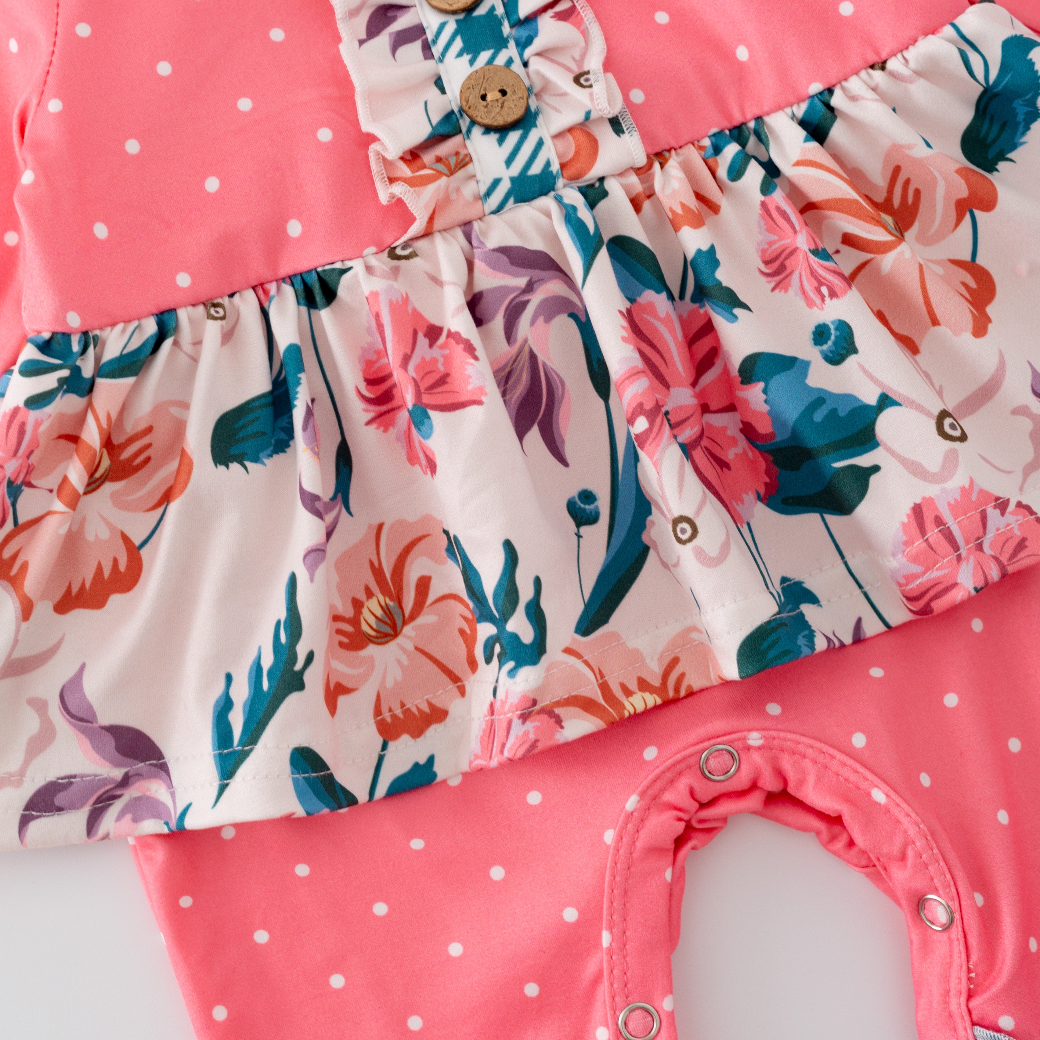 (In Stock G27-03-02 G20-03-02)Baby Girls Pink Floral Print Infant Romper