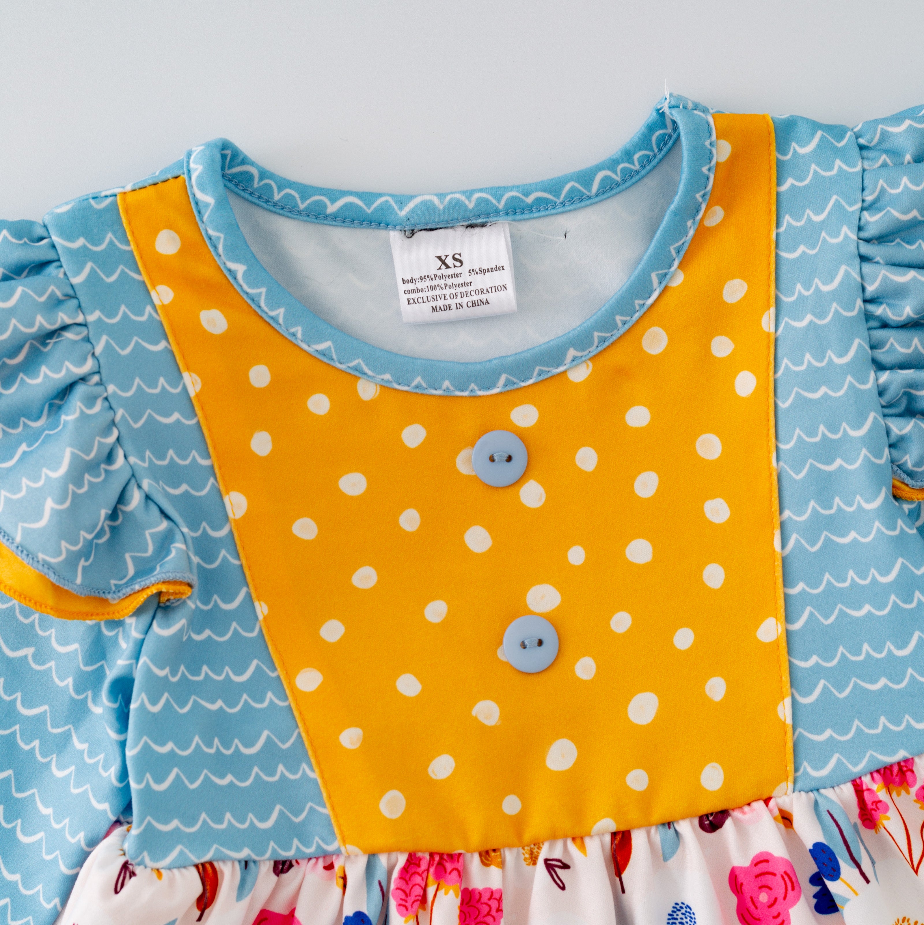 (In Stock G28-06-02 G21-06-02)Girls Floral Print Yellow Stripe Pants Set