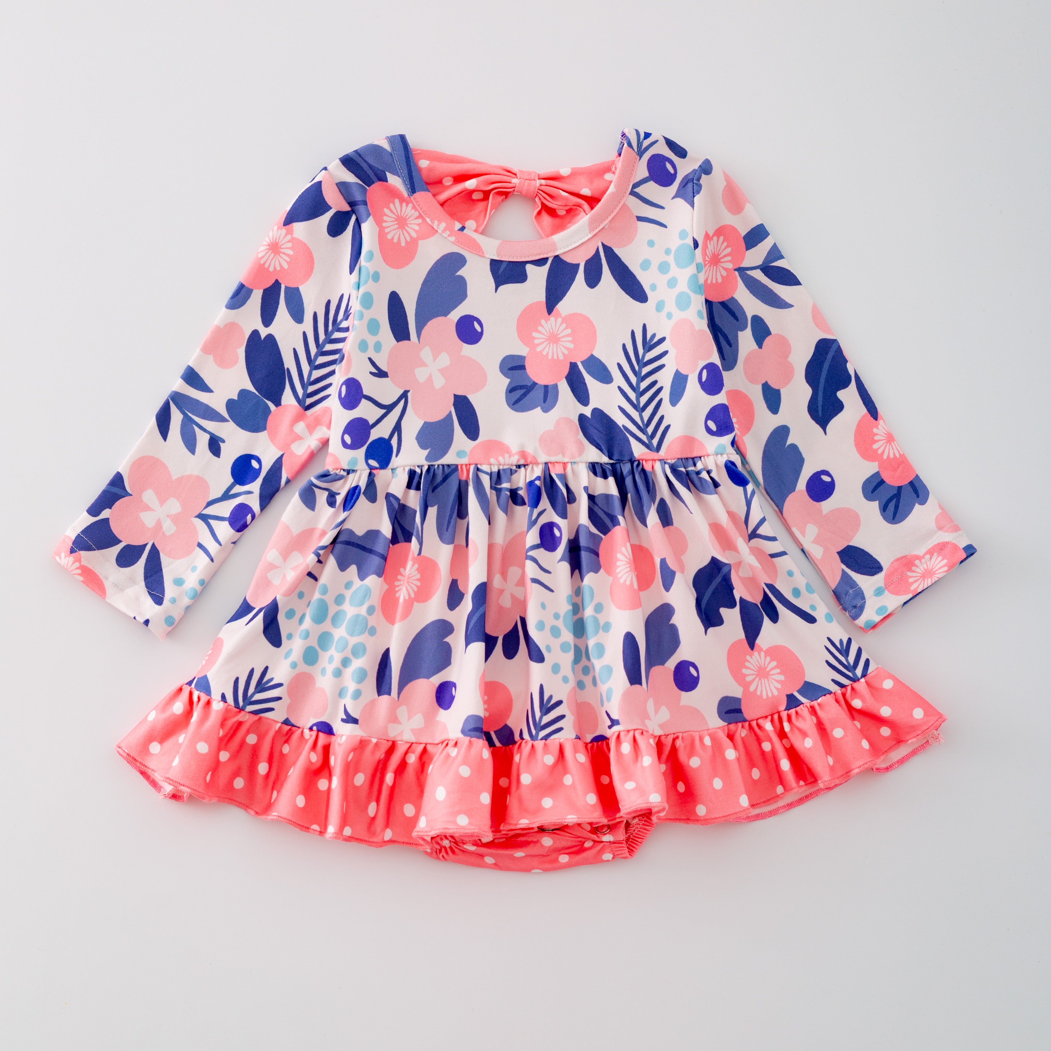 (In Stock)Baby Girls Pink Flower Print Milk Silk Infant Dress