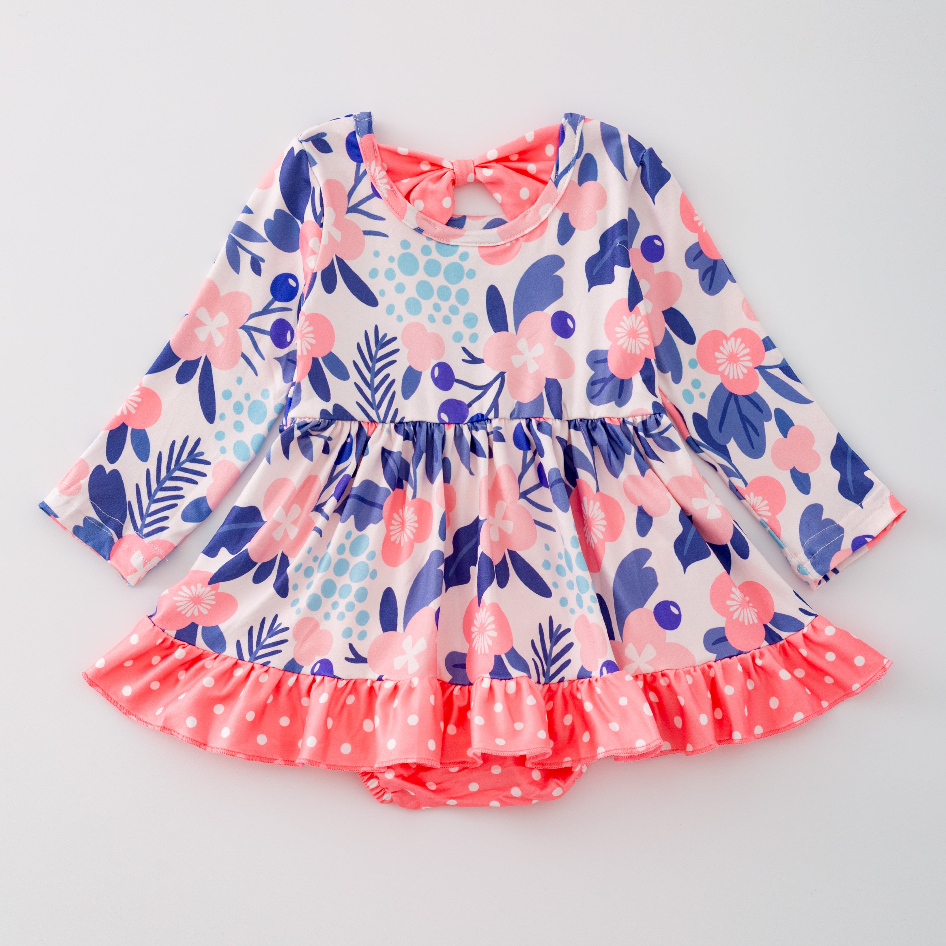 (In Stock)Baby Girls Pink Flower Print Milk Silk Infant Dress