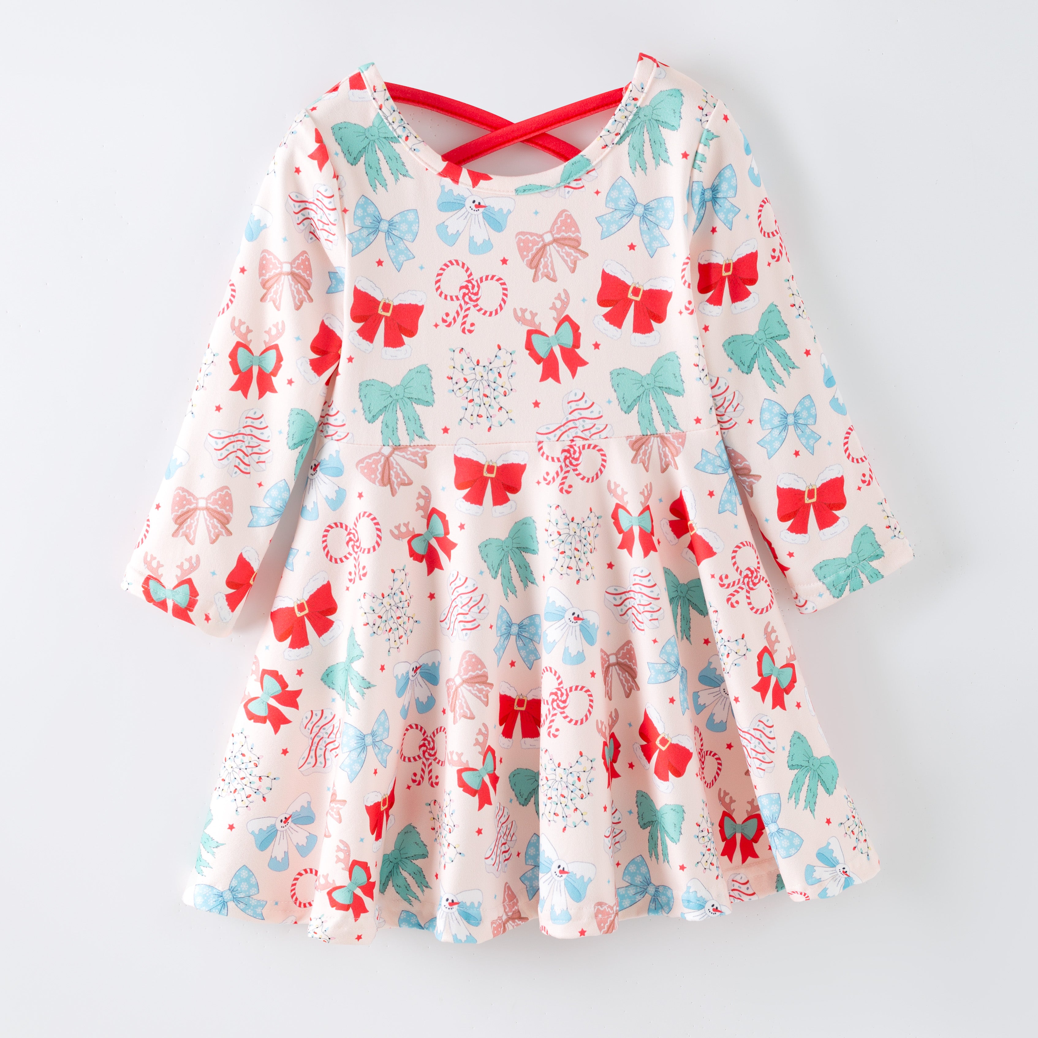 (Pre Order,Prepack Zone)Girls Christmas Print Dress(Mix Size)