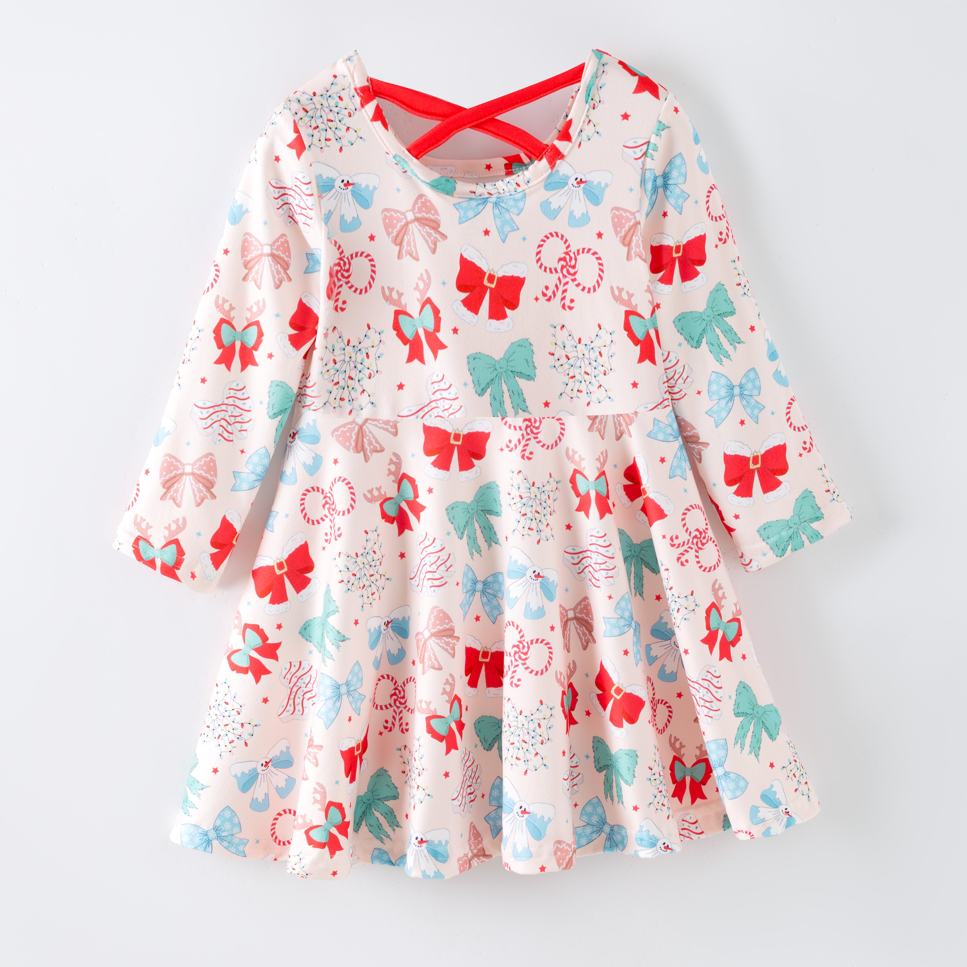 (Pre Order,Prepack Zone)Girls Christmas Print Dress(Mix Size)