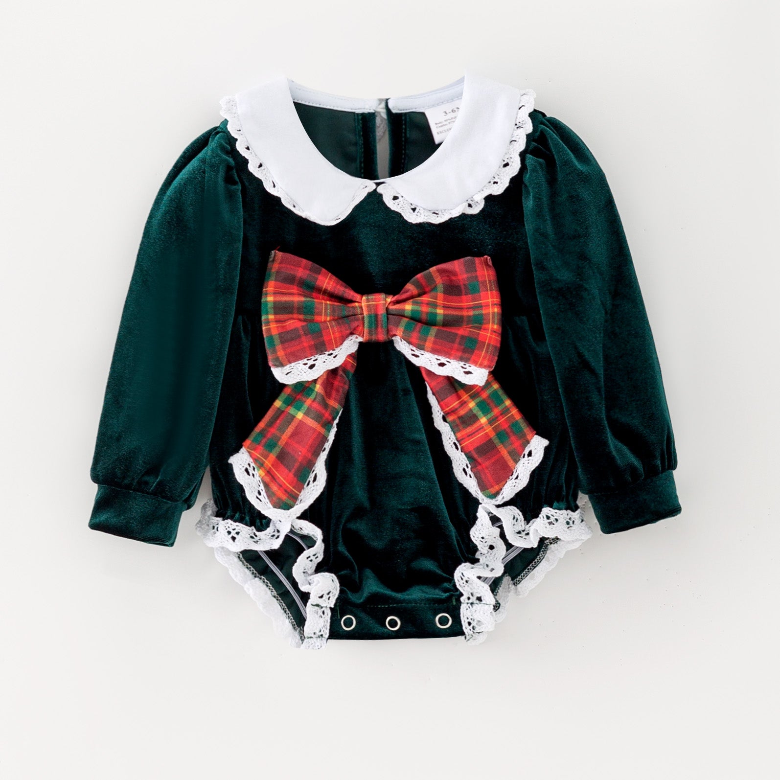 (In Stock)Toddler Girls Christmas Bow Velvet Romper