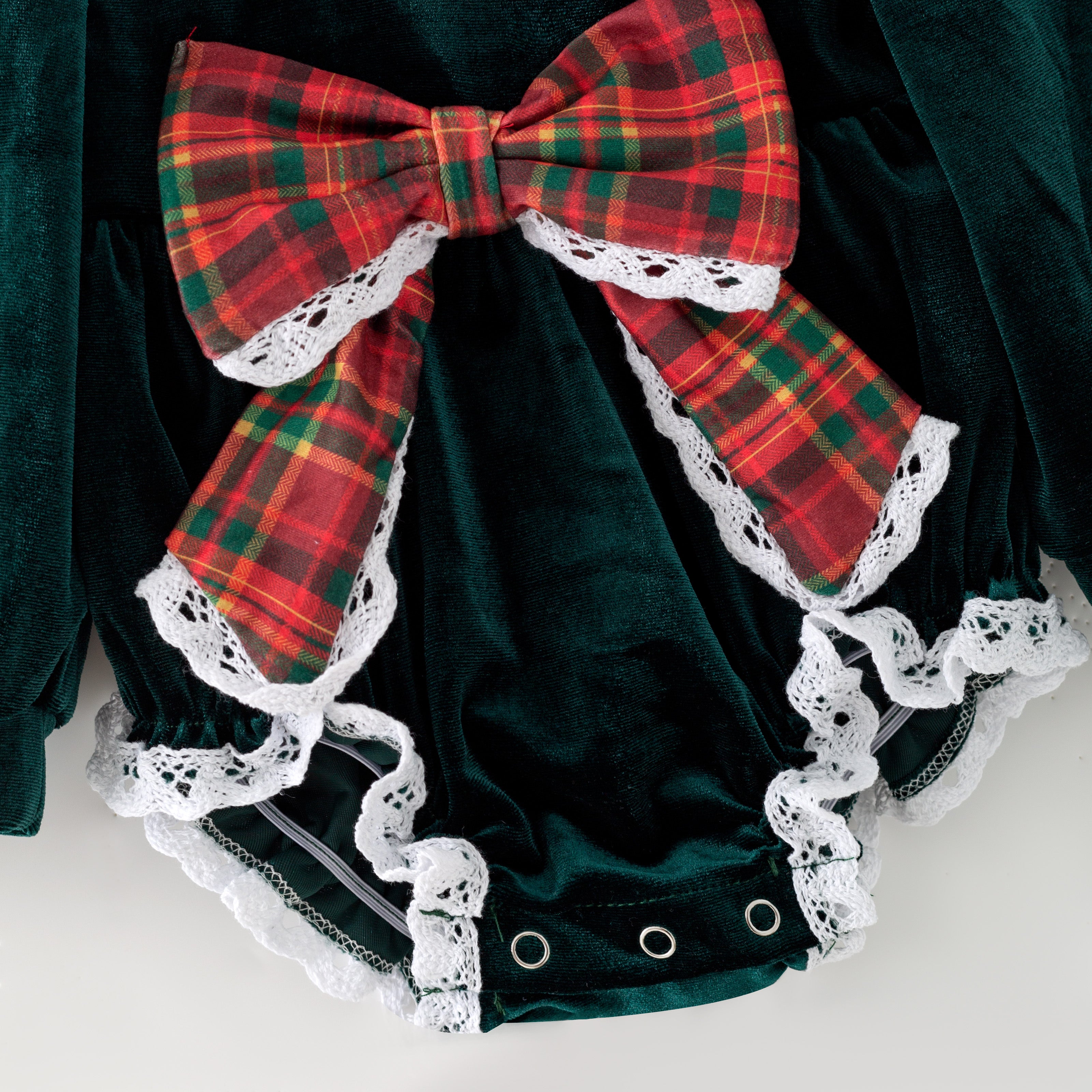 (In Stock)Toddler Girls Christmas Bow Velvet Romper
