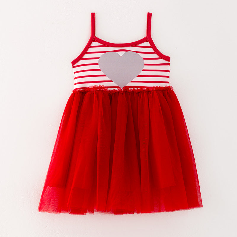 (In Stock L33-5-3)Girls Valentine's Day Print Tulle Dress