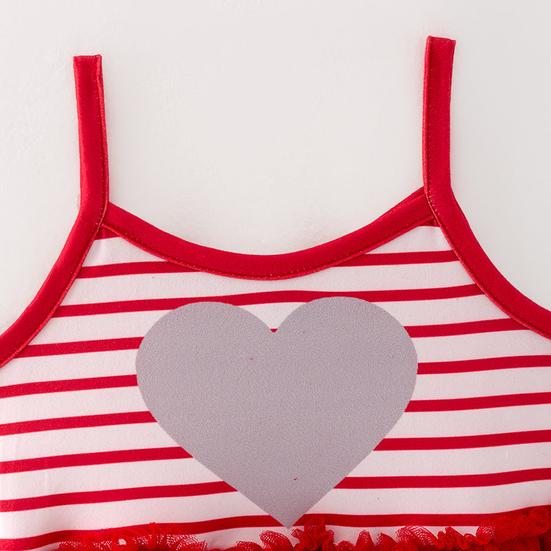 (In Stock L33-5-3)Girls Valentine's Day Print Tulle Dress