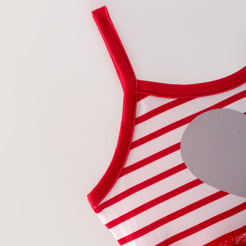 (In Stock L33-5-3)Girls Valentine's Day Print Tulle Dress