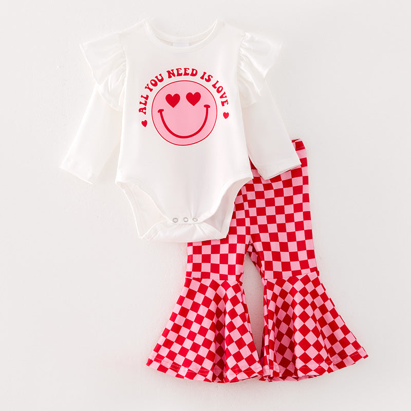 (In Stock L12-4-3)Baby Girls Valentine's Day Print Romper
