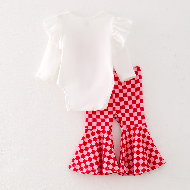 (In Stock L12-4-3)Baby Girls Valentine's Day Print Romper