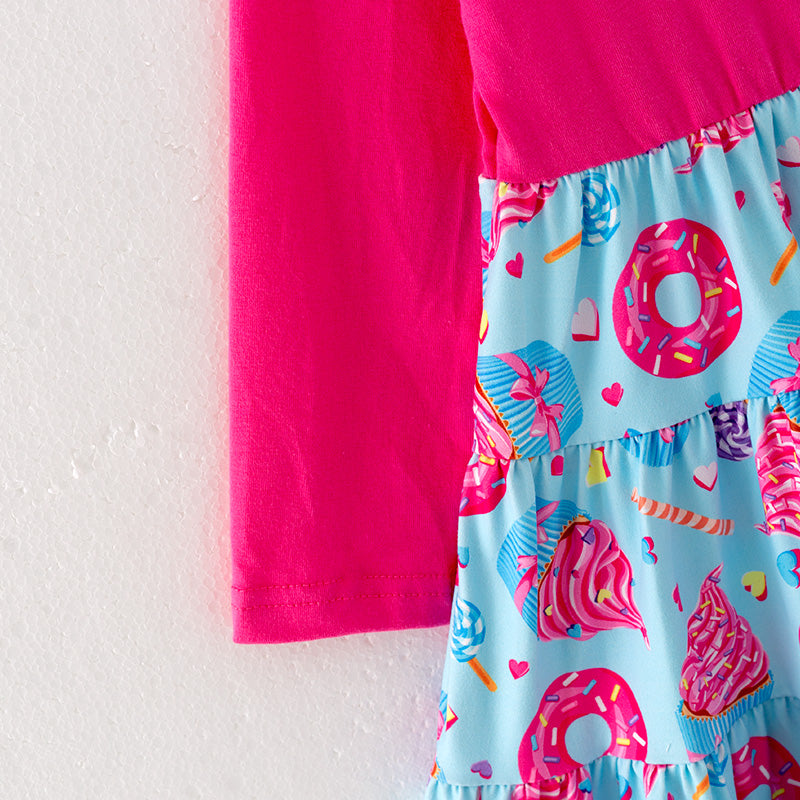 (In Stock G25-2-1)One Pack(2 Pieces total) Sale Girls Valentine's Day Dessert Print Dress