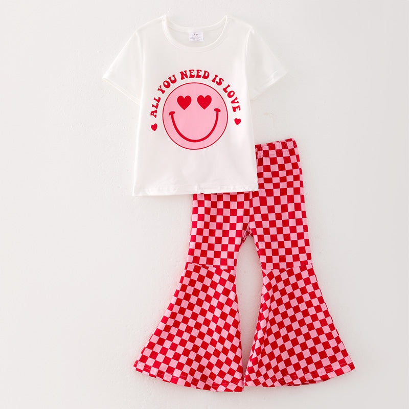 (In Stock G22-1-1)Girls Valentine's Day Print Outfit Set