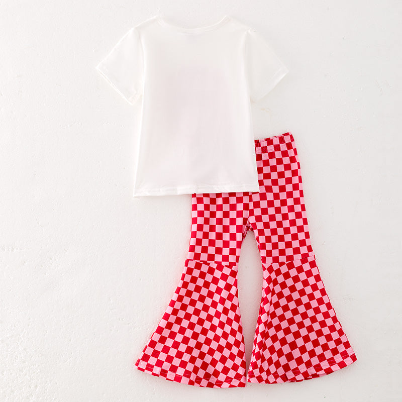 (In Stock G22-1-1)Girls Valentine's Day Print Outfit Set