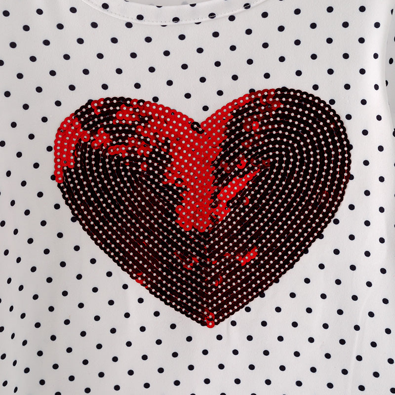 (In Stock)Girls Valentine's Day Heart Sequin Skirt Set