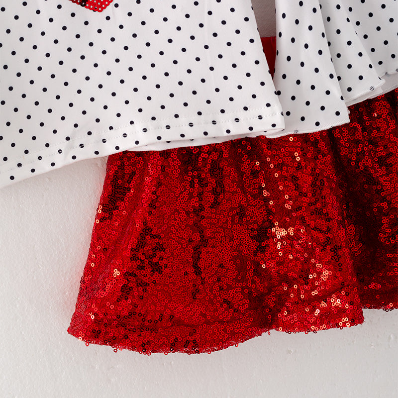 (In Stock L32-3-1)Girls Valentine's Day Heart Sequin Skirt Set