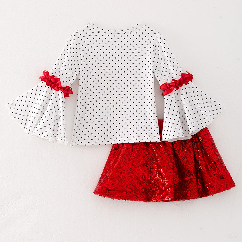 (In Stock L32-3-1)Girls Valentine's Day Heart Sequin Skirt Set