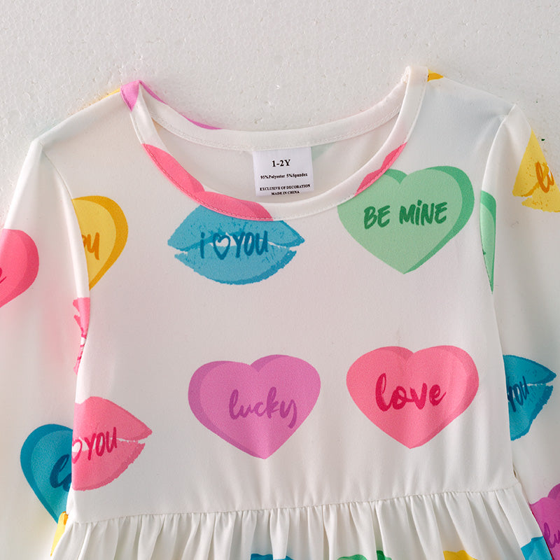 (In Stock G23-4-3)Girls Valentine's Day Print Dress