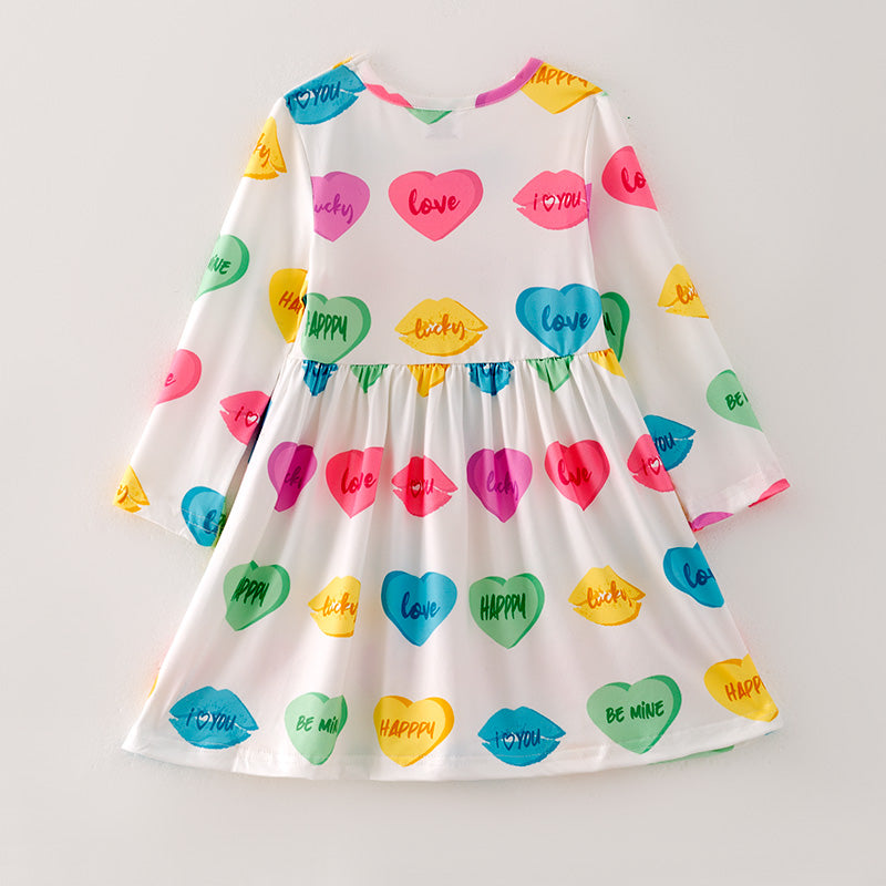 (In Stock G23-4-3)Girls Valentine's Day Print Dress