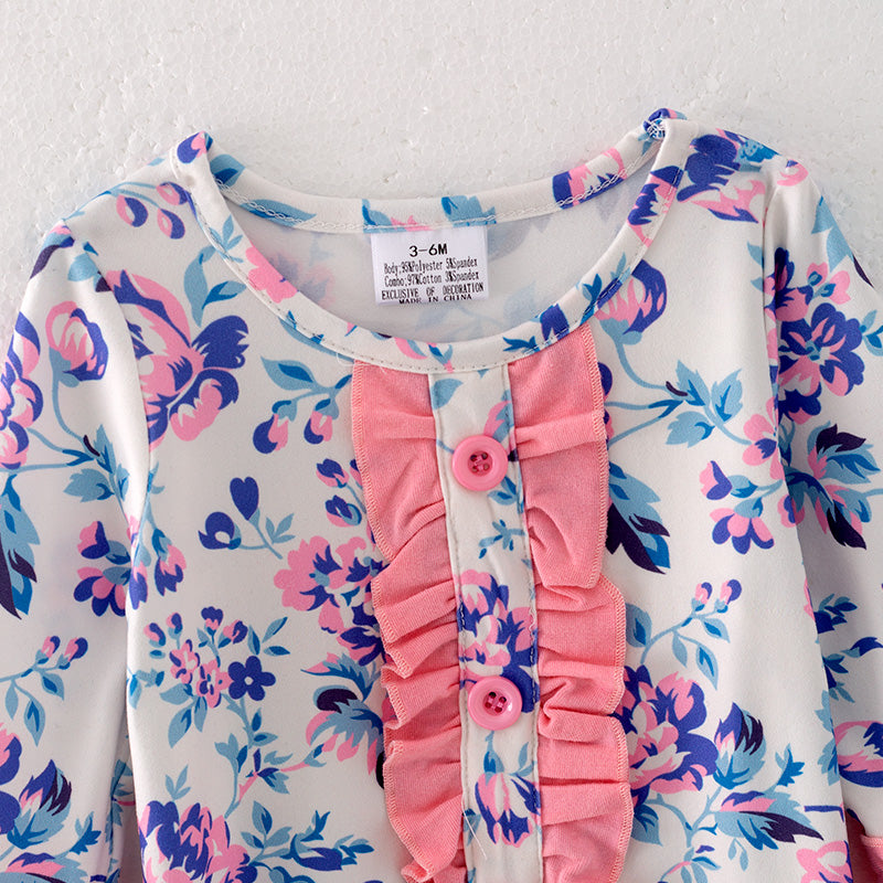 (In Stock L33-4-1)Baby Girls Fall Floral Print Romper