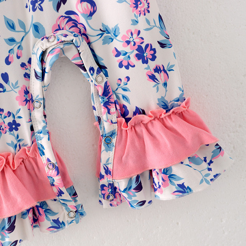 (In Stock L33-4-1)Baby Girls Fall Floral Print Romper