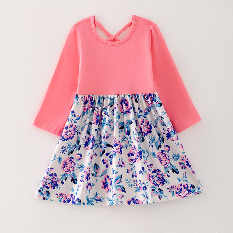 (In Stock L33-1-1)Girls Fall Floral Print Dress