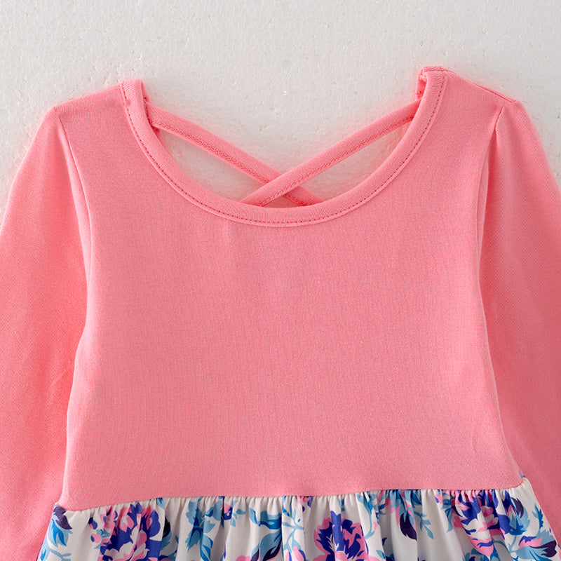 (In Stock L33-1-1)Girls Fall Floral Print Dress
