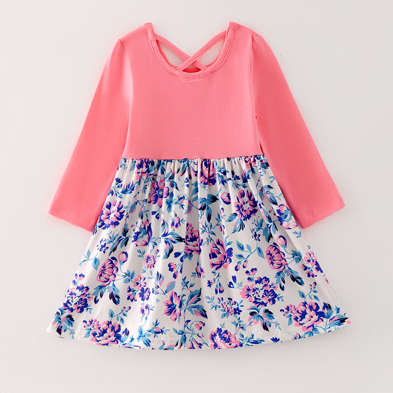 (In Stock L33-1-1)Girls Fall Floral Print Dress