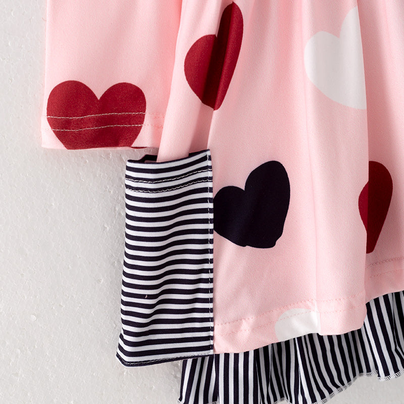 (In Stock G22-5-3)Girls Valentine's Day Heart Print Dress