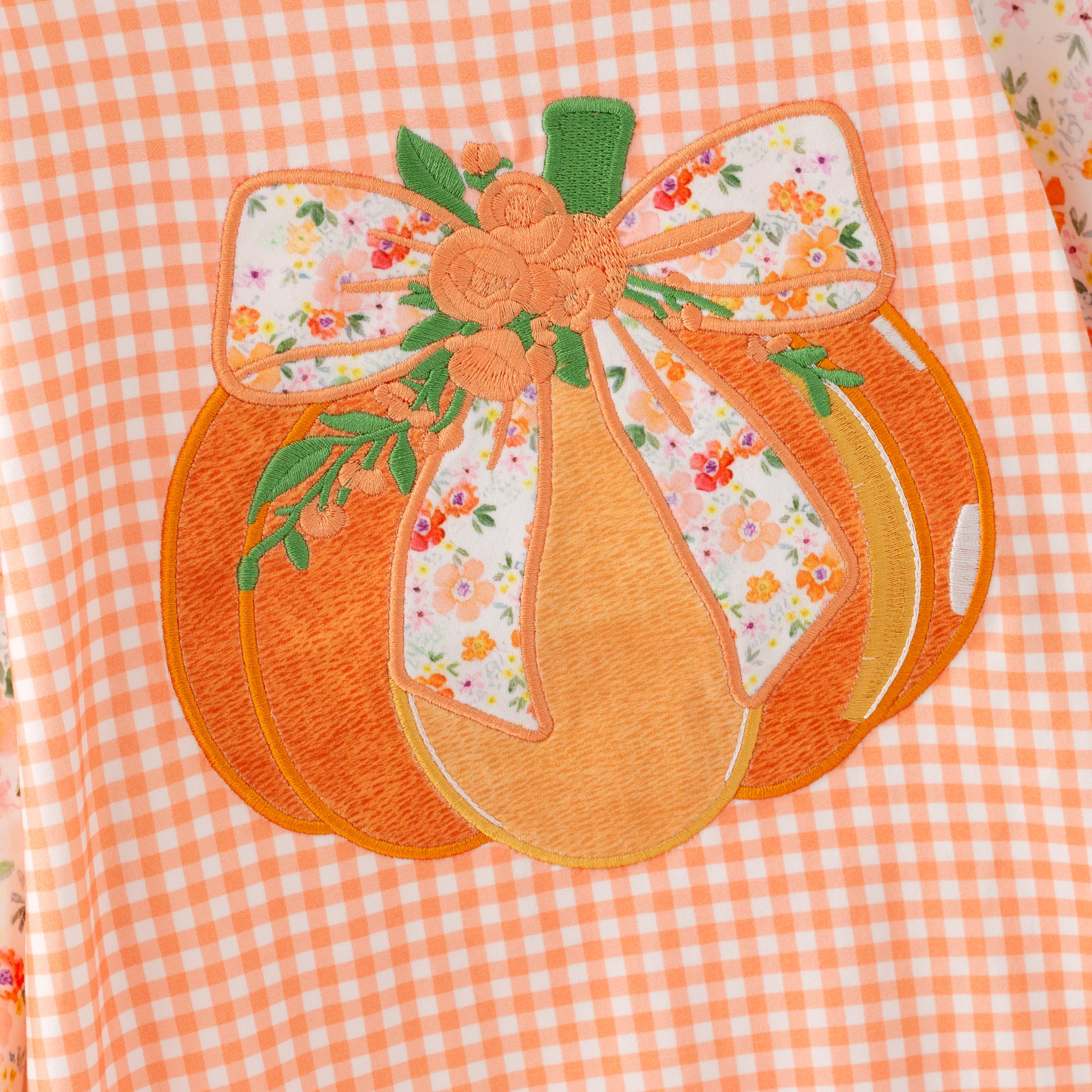 (In Stock)Girls Fall Pumpkin Applique Dress