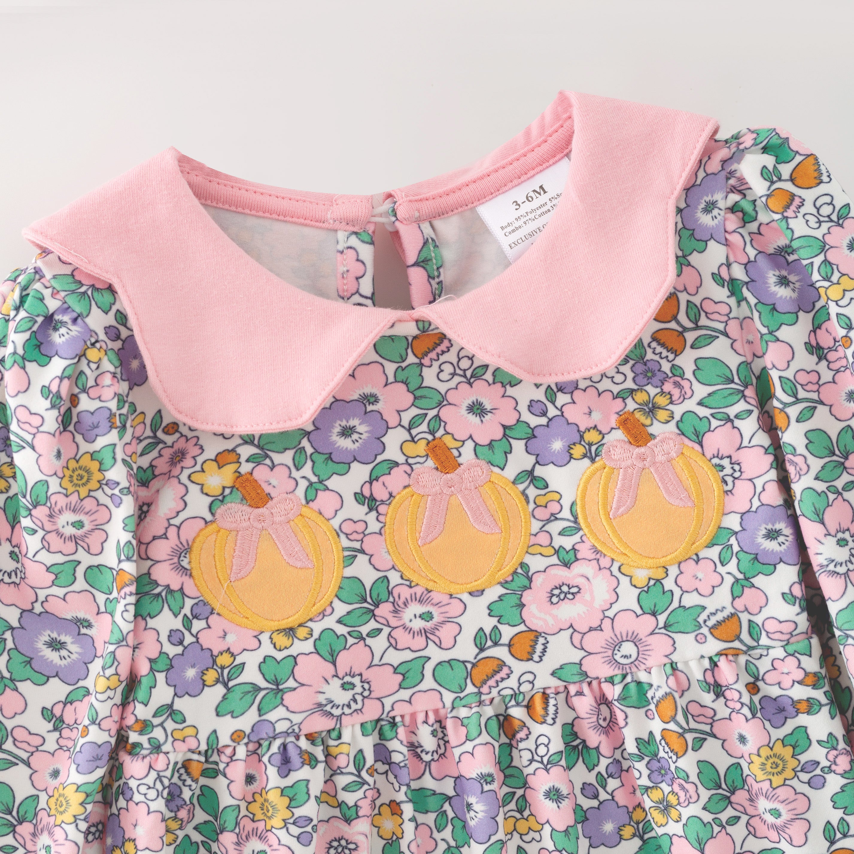 (In Stock)Toddler Girls Fall Pumpkin Applique Romper