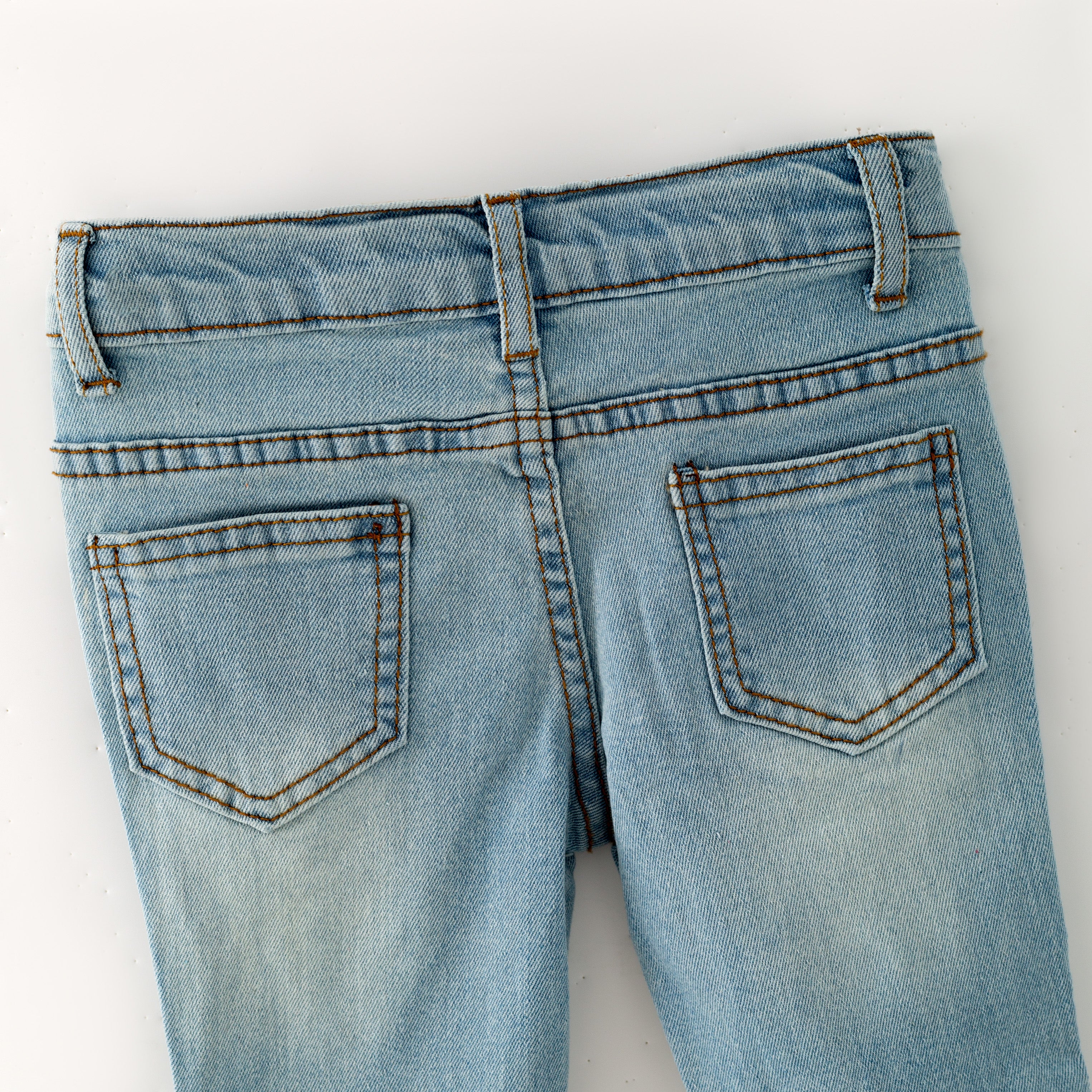 (In Stock)Girls Fall Floral Print Blue Flared Jeans