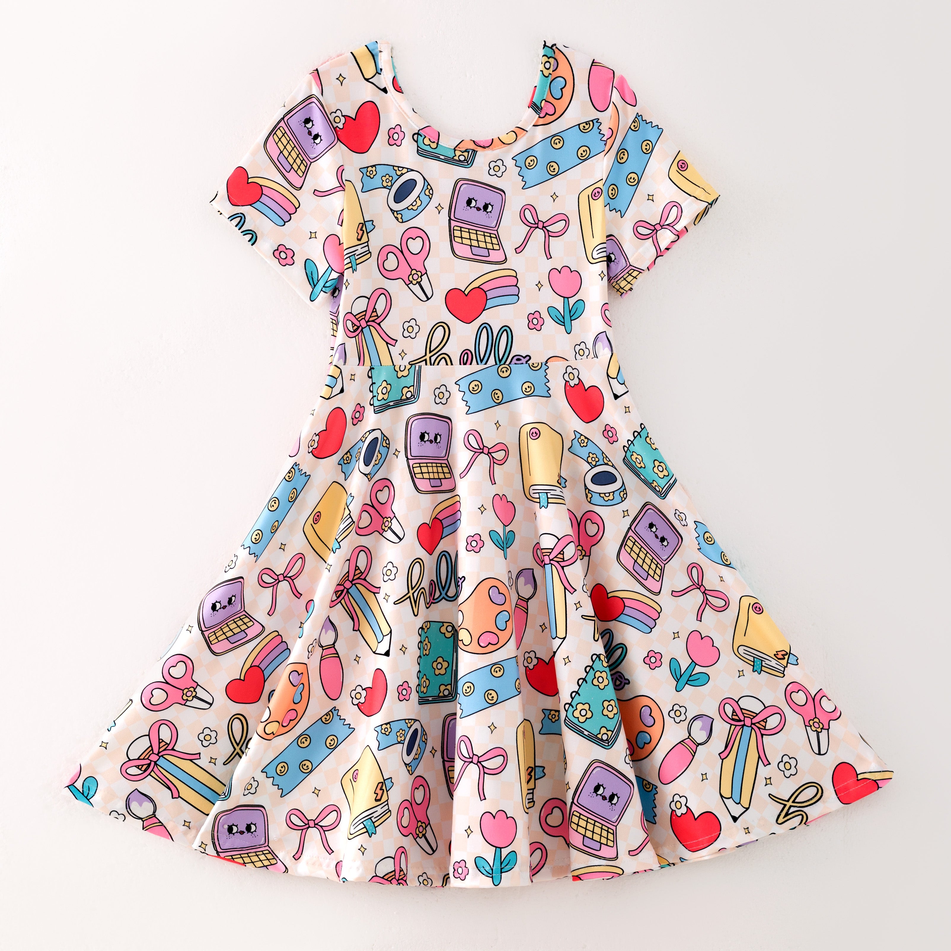(Pre Order)Girls Summer Back To School Print Dress