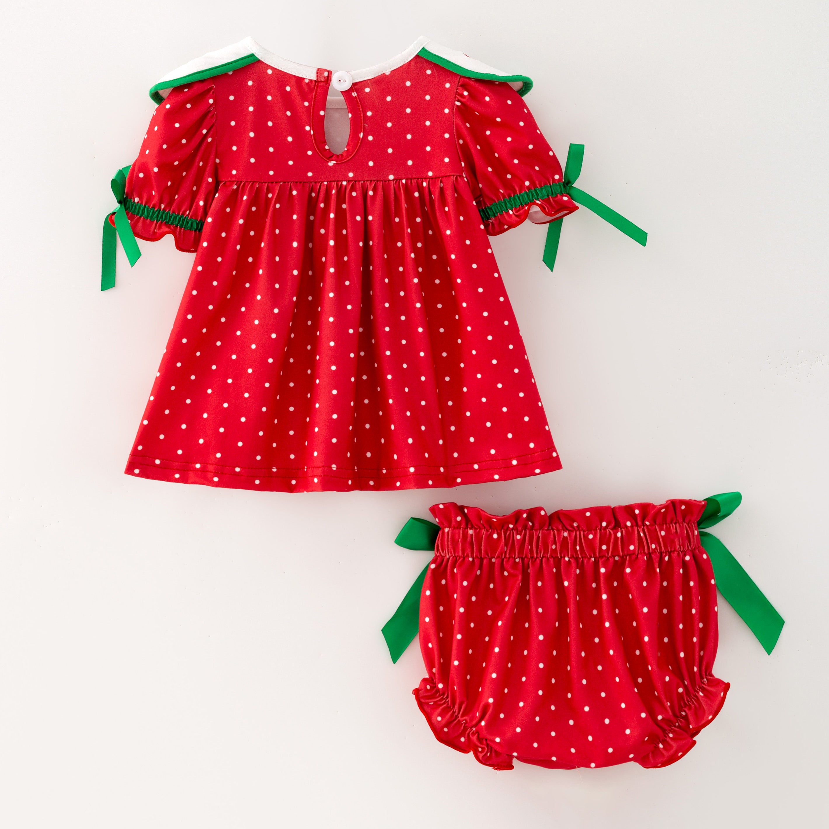 (In Stock)Toddler Girls Christmas Embroidery Petal Collar Bloomer Set